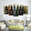 wine bottle 01 - Wine 5 Panel Canvas Art Wall Decor