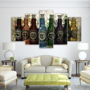 wine bottle 01 - Wine 5 Panel Canvas Art Wall Decor