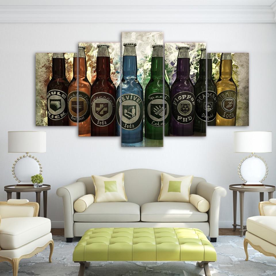 wine bottle 01 - Wine 5 Panel Canvas Art Wall Decor wine bottle 01 - Wine 5 Panel Canvas Art Wall Decor