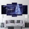 winter night tree - Nature 5 Panel Canvas Art Wall Decor