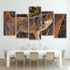 wolf in forest 1 - Animal 5 Panel Canvas Art Wall Decor
