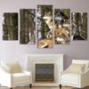 wolf pack 1 - Animal 5 Panel Canvas Art Wall Decor