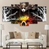 woman sugar skull - Abstract 5 Panel Canvas Art Wall Decor
