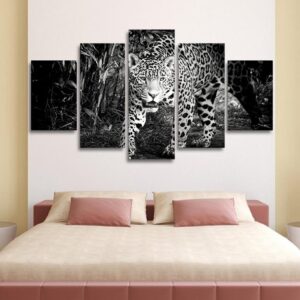 yaguar dikaya koshka hischnik - Animal 5 Panel Canvas Art Wall Decor