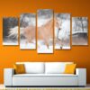 yellow horse snow - Animal 5 Panel Canvas Art Wall Decor
