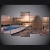 zakat ozero lodka kamysh - Nature 5 Panel Canvas Art Wall Decor