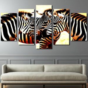 zebra mane - Animal 5 Panel Canvas Art Wall Decor